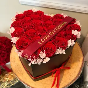 Heart Shaped Box of 27 Red Preserved Roses