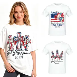 God Bless America Women T-Shirt, USA 250th Anniversary, Independence Day July 4th, Unisex 100% Cotton Crew Neck T-Shirt, A Great Gift for Friends and Family, Casual，1776-2026 Patriot Eagle Statue of Liberty American Flag