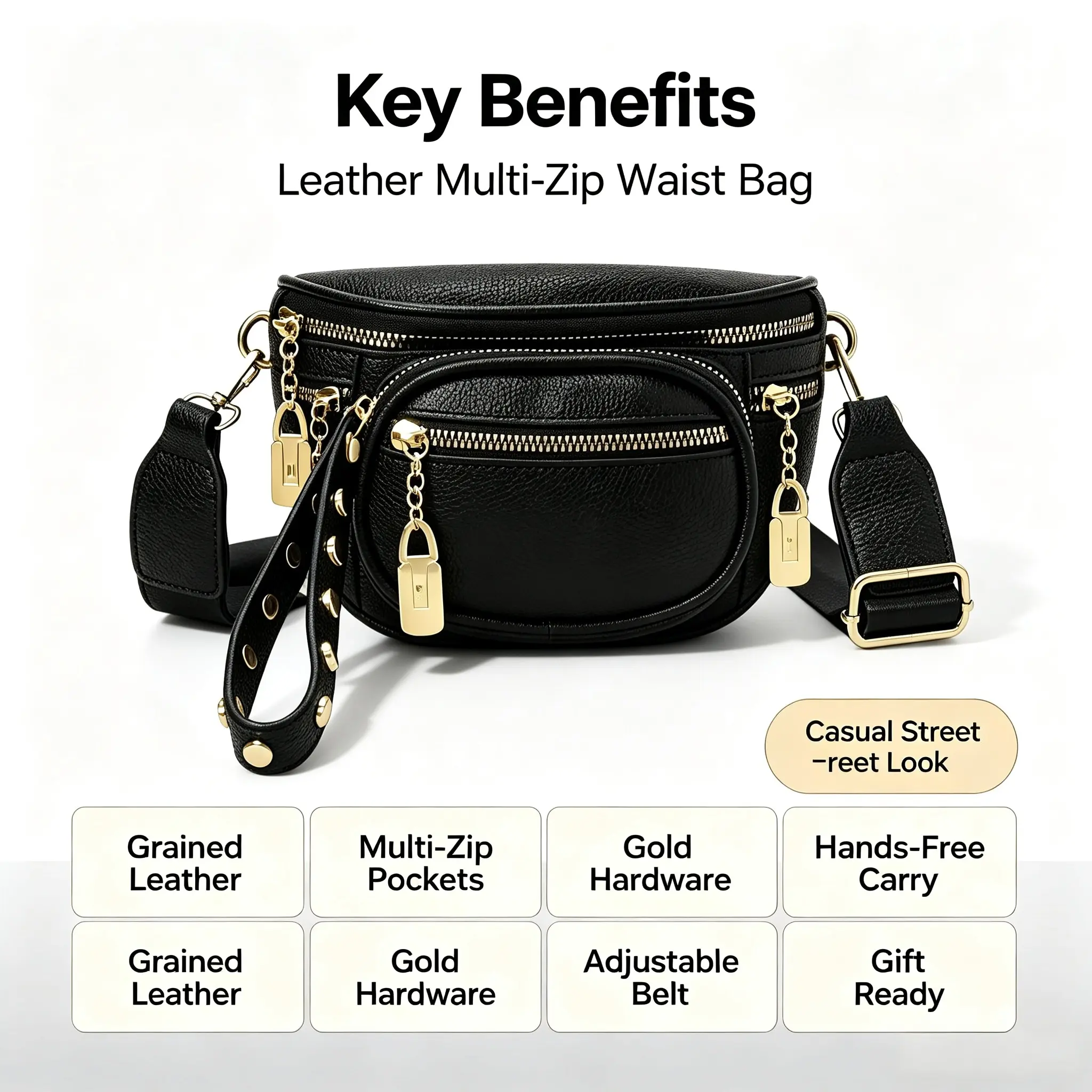 Women's Genuine Leather Crossbody Messenger Bag - Retro Multi-Layer Zipper, Chain, Laces, Plain Design, Chest Bag Compatible, Casual Use, Hand Washable, High-End Everyday Carry Option