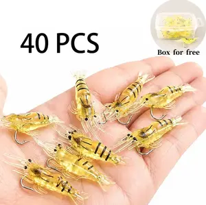Box Silicone Simulated Soft Shrimp Bait With Hook For Shrimp, Bass And Crooked Mouth Fish Bait