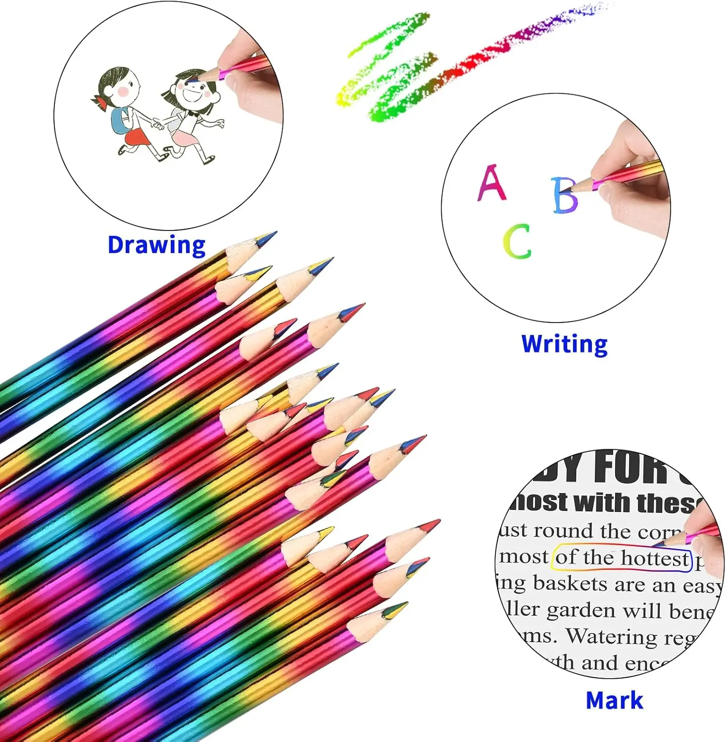 40PCS Colored Pencils for Adult Coloring Books Rainbow Color Pencil Set 4 Color in 1 Drawing Sketching Pencils Art Supplies for Blending Shading Sketchbook