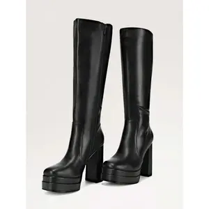 Women's Platform Heeled Knee High Boots, Long Chunky Tall Gogo Boots For Fall