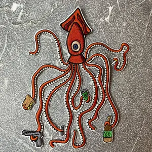 6" Vice Squid Embroidered Iron on Patch