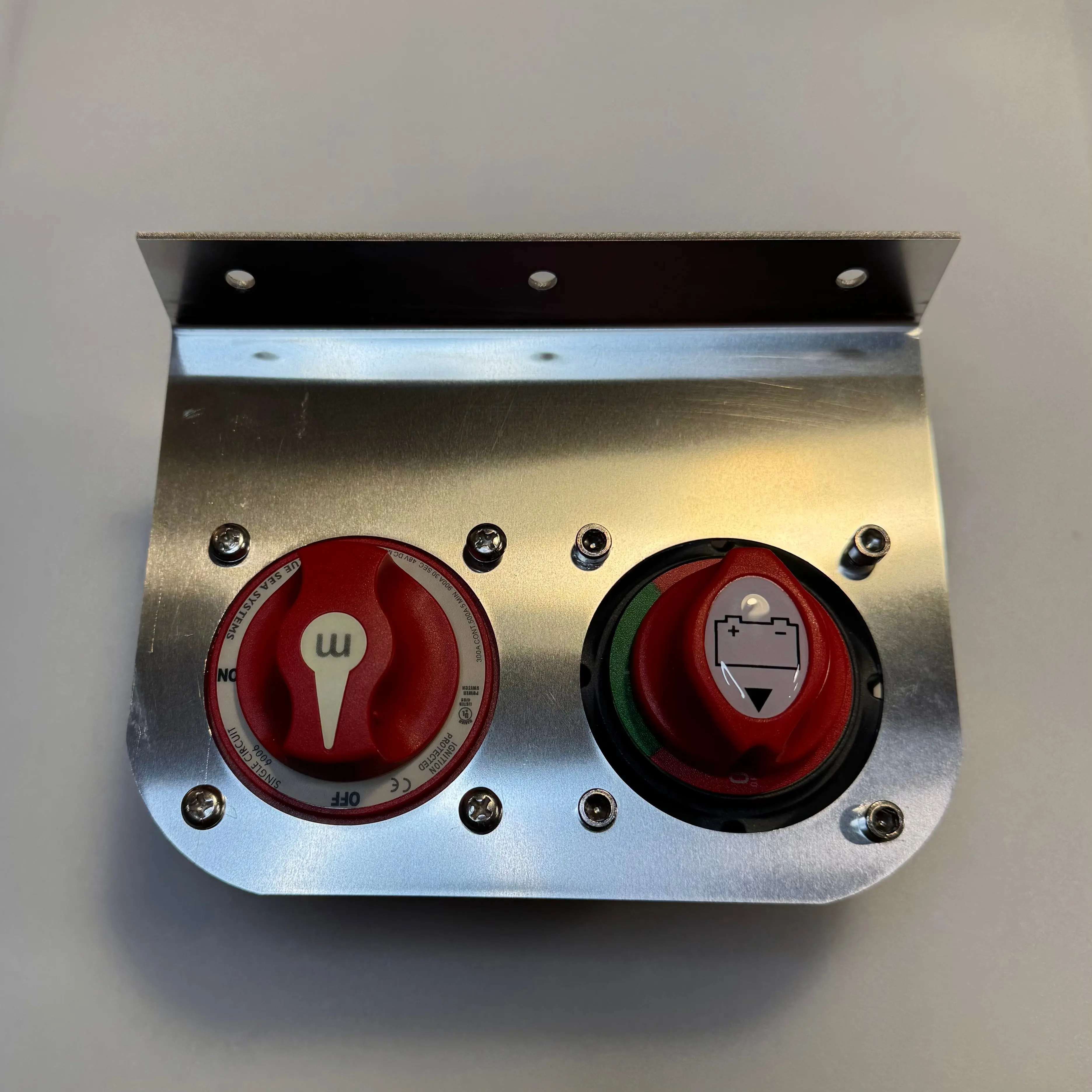 Dual Boat Battery Disconnect Switch Side Mount Bracket - Aluminum
