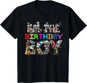 I'm The Birthday Boy Italian Brainrot Meme Party Funny T-Shirt, T-Shirts for Boys & Girls – Short Sleeve Crewneck Solid Basic Tees Casual Tops 5-14 Years