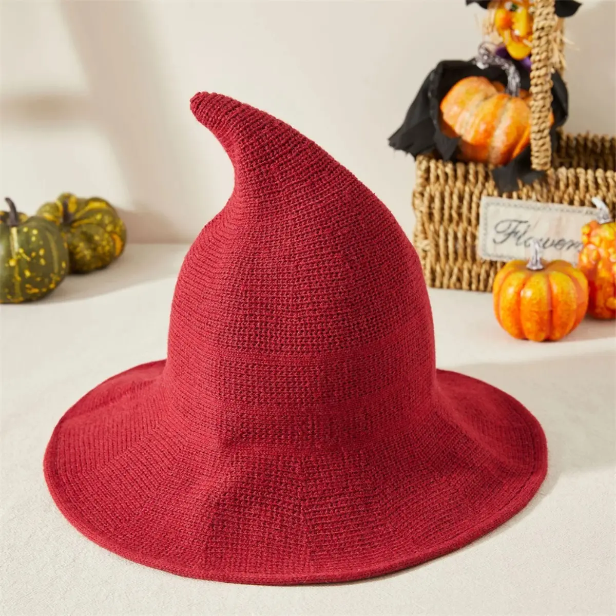 Women's Foldable Gothic Witch Hat - Pointed Magic Wizard Cap, Wide Brim, Comfortable Spooky Cosplay Costume Headwear for Halloween Party, Festive Gift & Photo Prop Accessories
