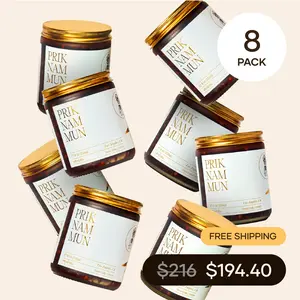 White Elephant Prik Nam Mun - 8 PACK | Premium Thai Chili Crisp (8 oz) | Artisanal Chili Crunch with Extra Virgin Olive Oil, Organic Shallots, Garlic & Truffles | Gourmet Hot Chili Oil