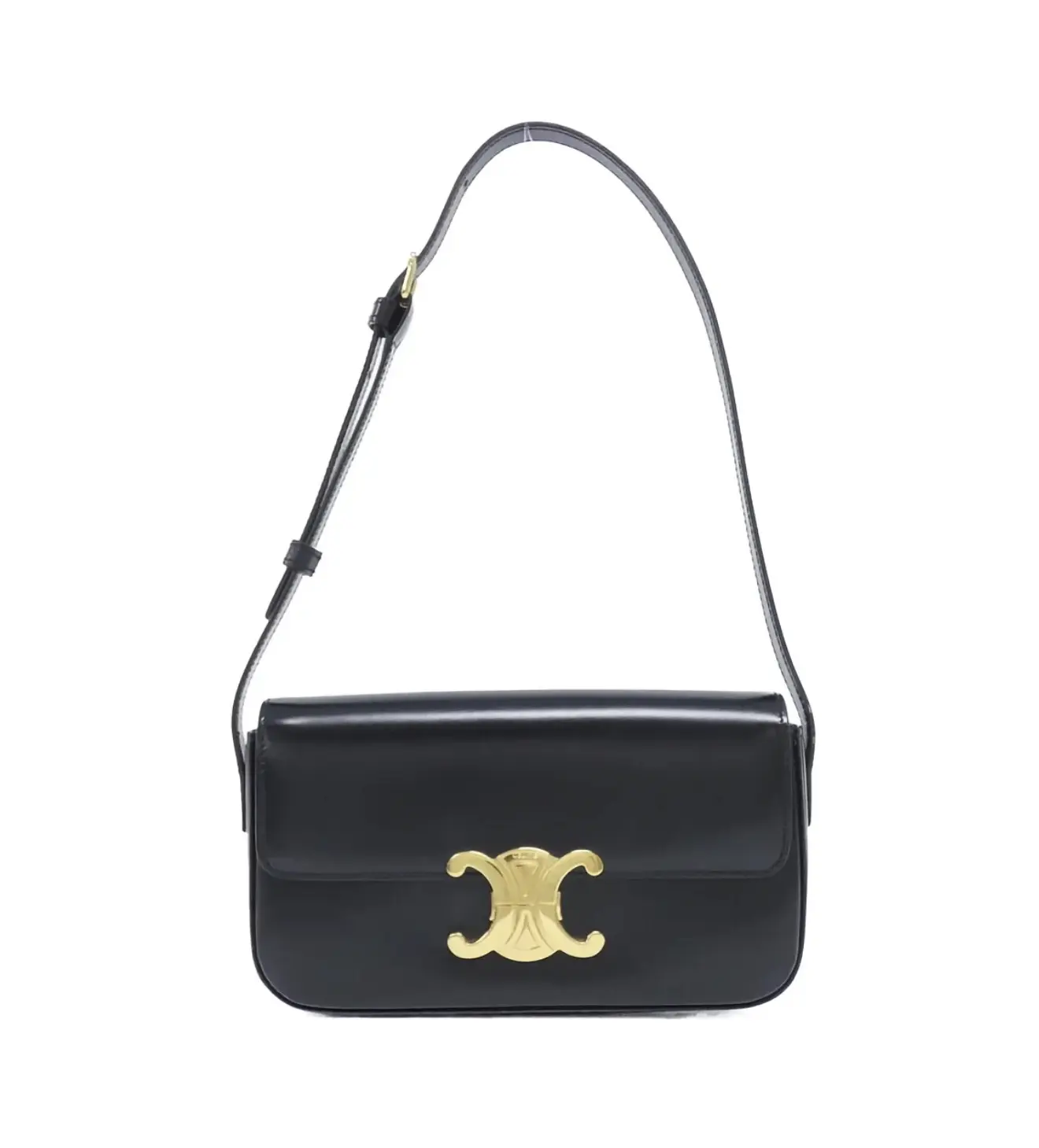 Pre-owned Celine Leather Shoulder Bags Triomphe East West Shoulder Bag Smooth Calfskin