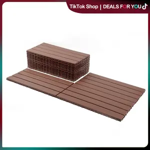 24 Pack Interlocking Deck Tile, 24x12in Rectangle Exstra Long Patio Flooring Tiles, Waterproof Patio Deck Tiles, All Weather Use, for Outdoor, Indoor, Poolside, Balcony, Backyard