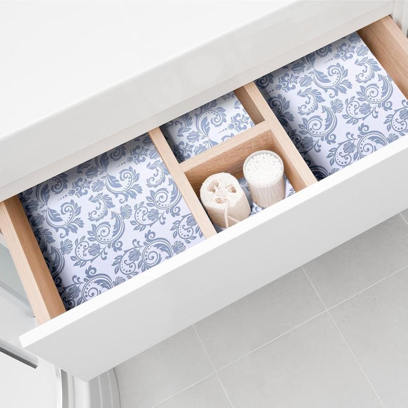 Eersida 20 Sheets 14 x 19.5 Inch Scented Drawer Liners for Dresser Non Adhesive Fragrant Drawer Liners Paper for Bedroom Kitchen Cabinet Home Shelf Closet(Novel Pattern,Linen)