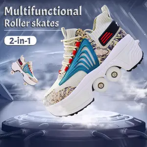 Yousulun Unisex Roller Skates for Men & Women, Outdoor Roller Skate Shoes with Removable & Retractable Wheels, Sneakers & Roller Shoes 2-in-1, Fashionable and Funny Multi-functional Deformation Roller Shoes, Ideal Gift for Birthday/Christmas