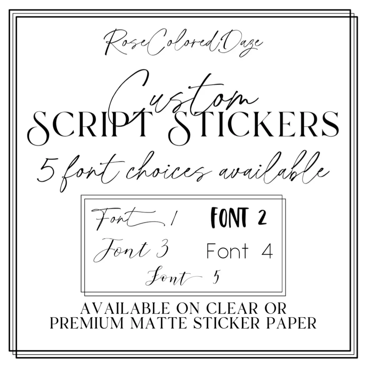 CUSTOM Script Sticker Sheets