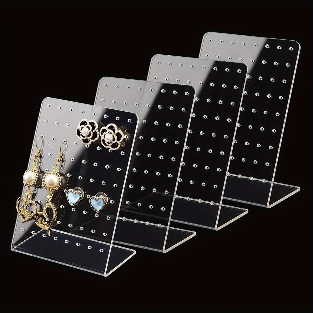 5 Pcs Jewelry Display Racks, Pin Hole Earring Holder, Stud Organizer, Necklace Stand, Home Storage, Art Supplies, Acrylic Material