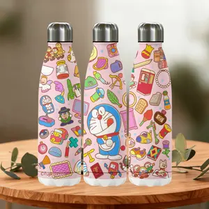 1pc 18oz thermos cup, Cartoon Doraemon stainless steel thermos cup, water bottle, portable straw cup, outdoor cup, accompanying cup, coffee cup, cup set-Christmas Valentine's Day gift (straw in the cup) , suitable for gift giving