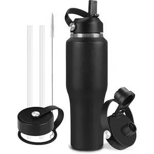 32oz Water Bottle Insulated with Straw,Leak Proof Water Bottles,Mens Water Bottle Stainless Steel for Gym,Hiking,Travel,,1 Liter,
