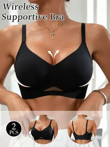 Women's Jelly Bra Set, Comfortable Breathable Lined Design, Deep V Neckline, No Underwire, Fitted Style, All-Season Wear