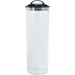 Tall Clear Spaghetti Pasta Storage Canister Container with Airtight Lid BPA Free for Kitchen Pantry Organization, Black
