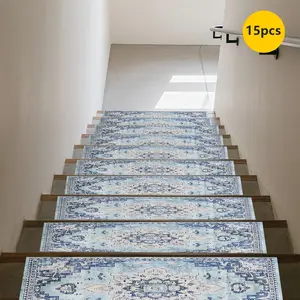 Non-Slip Stair Carpet, Step Protection Carpet, Decorative Bordered Stair Mat, Vintage Runner Rug for Home Decoration & Bedroom Accessories - Suitable for Indoor, Outdoor Stairs & Multiple Scenarios