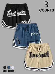 Men's 3-Pack City Letter Print Basketball Shorts, Drawstring Summer Streetwear Sports Shorts, Gym Shorts, Casual Athletic Shorts #3PackShorts #BasketballShorts #StreetwearShorts #GymShorts #TikTokMadeMeBuyIt