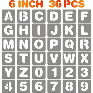36 Pcs Letter Stencils Symbol Numbers Craft Stencils, Reusable Alphabet Templates Interlocking Stencil Kit for Painting on Wood, Wall, Fabric, Rock, Sign(6 Inch)
