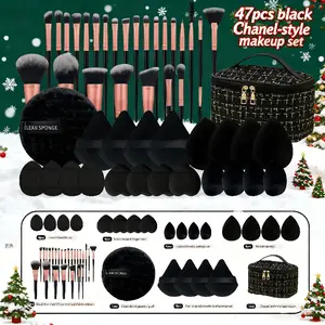 47pcs All-in-One Makeup Brush Set — Complete Multi-Functional & Foundation Brushes with Travel Case, Perfect Christmas Gift for Makeup Lovers