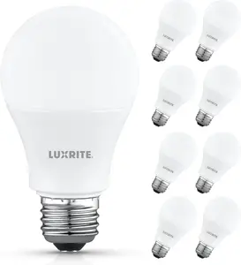 A19 LED Light Bulb 60 Watt Equivalent, Non Dimmable, CRI80, 5000K Bright White, 800LM, Standard LED Light Bulbs 8W, E26 Base, Enclosed Fixture Rated, Damp Rated, ETL Listed (8 Pack)