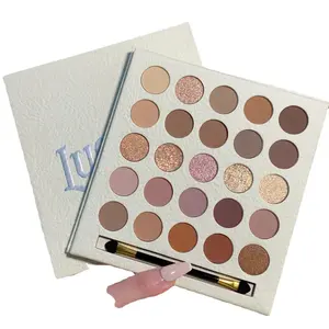 MUGE LEEN Creamy Elf Shimmering Eyeshadow Palette - 25 Shades of Shimmer & Matte Milk Tea/Nude Tones, Large Affordable Eye Shadow Makeup Kit