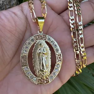 Virgen Oval Necklace Anniversary Male Female Birthday Daily Engagement Auspicious