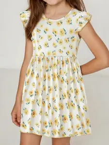 Girls' Sunflower Print Sleeveless Dress, Summer Baby Cotton Floral Skirt, Cute Dress, Casual Short Dress for Toddler Girls