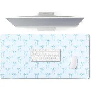 Large Blue Bows Mouse Pads Coquette Kawaii Mouse Pad 24 x 14 Inches Preppy Trendy Computer Desk Mat for Laptop with Non-Slip Rubber Base Mat Office Accessories Decor for Women