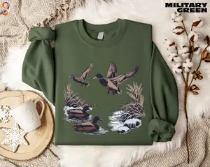 Duck Sweatshirt, Wild Duck Sweatshirt, Flying Ducks Hunting Shirt, Hunter Gift, Duck Hunting Gift for Men, Hes Hunting Shirt, Hunting Shirt