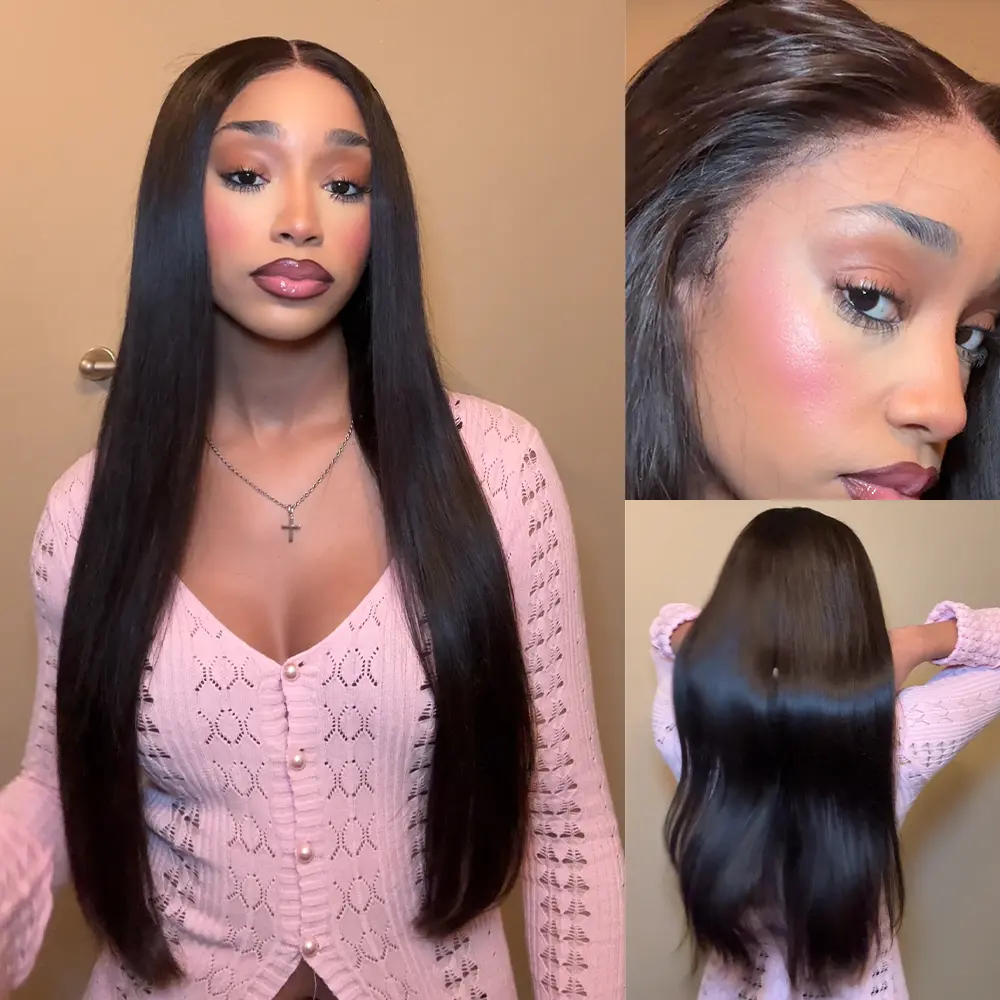 【Hot】Silk Straight 13x4 Lace Front Wig Pre Cut HD Lace Glueless Wear Go Human Hair Natural Black Beginner Friendly