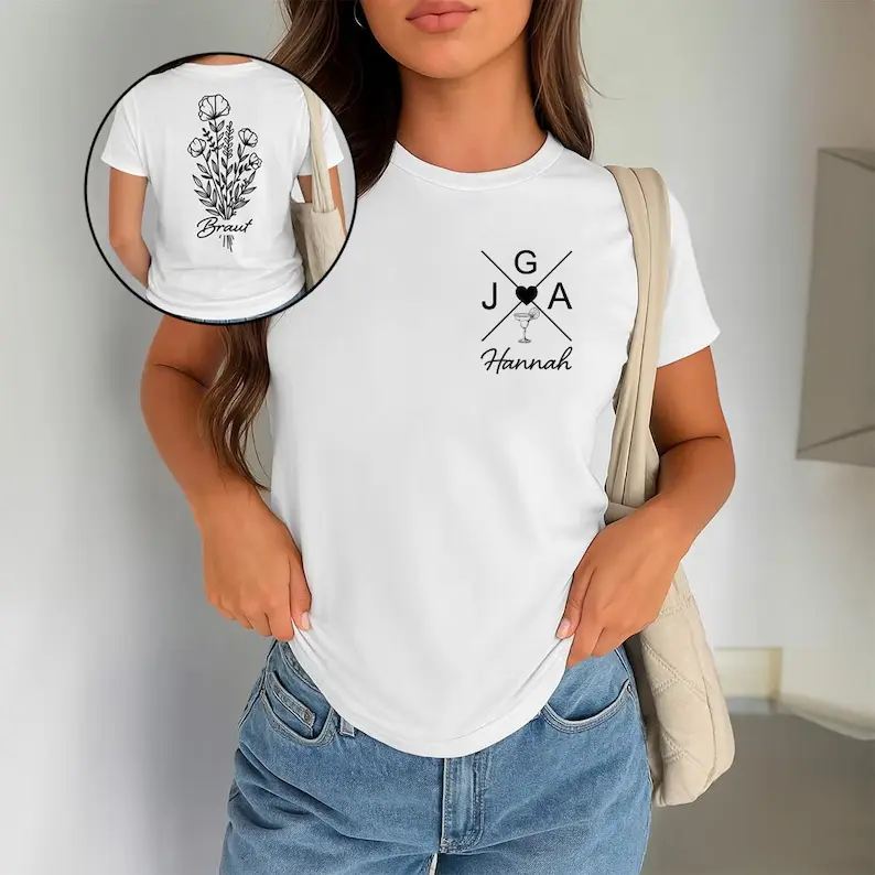 Personalized Hen Party Women's T-Shirt, Double-Sided Print, Hen Party Group, Crew, Team, Bride Gift