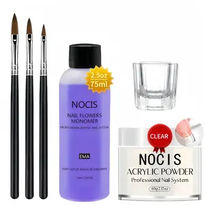 NOCIS Professional Acrylic Nail Kit - Complete Starter Set with Transparent Powder, Monomer Liquid, Brush & Molds | DIY & Salon Use, Beginner-Friendly, Easy Application, Long-Lasting Formula, Salon-Grade Results