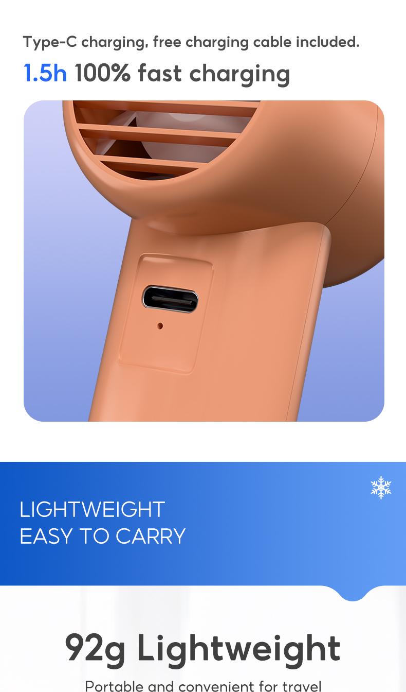 Yodevoe Mini portable handheld fan, rechargeable 3000mAh battery, 100 fan speeds, USB powered, suitable for travel, office, and personal use - Protective