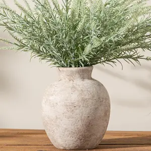 7.4" Retro Porcelain Ceramic Flower Vase - Farmhouse Rustic Vintage Home Decor for Living Room Table, Office Coffee Desk
