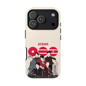 Arirang K-Pop Group Illustration Phone Case for iPhone 17 16 15 14 13 12 11 Pro Max Plus SE, Minimalist Fan Art Cover, Cute K-Pop Boy Band Aesthetic