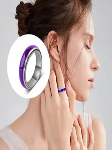 Women's Temperature-Sensitive Color-Changing Ring, 6mm Stainless Steel, Anti Anxiety Jewelry, Casual Style, All Seasons