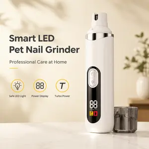Smart LED Pet Nail Grinder for Dogs & Cats | 3-in-1 Nail Trimmer & Grinder | Quiet Turbo Motor | LCD Battery Indicator | USB-C Rechargeable Grooming Tool for All Breeds