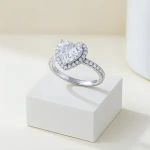 Heart Shaped Zircon Ring for Women - Sparkling Love Promise Engagement Ring, Elegant Wedding Party Jewelry Gift