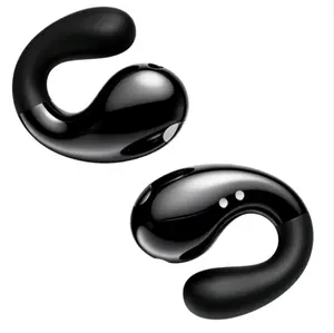 Boytond Ultra Open Ear Earbuds - Comfortable Clip-On Bone Conduction Earbuds, Over-The-Ear Open Headphones with Waterproof Build for Running, Gym Workouts, and Outdoor Sports, Obsidian Black