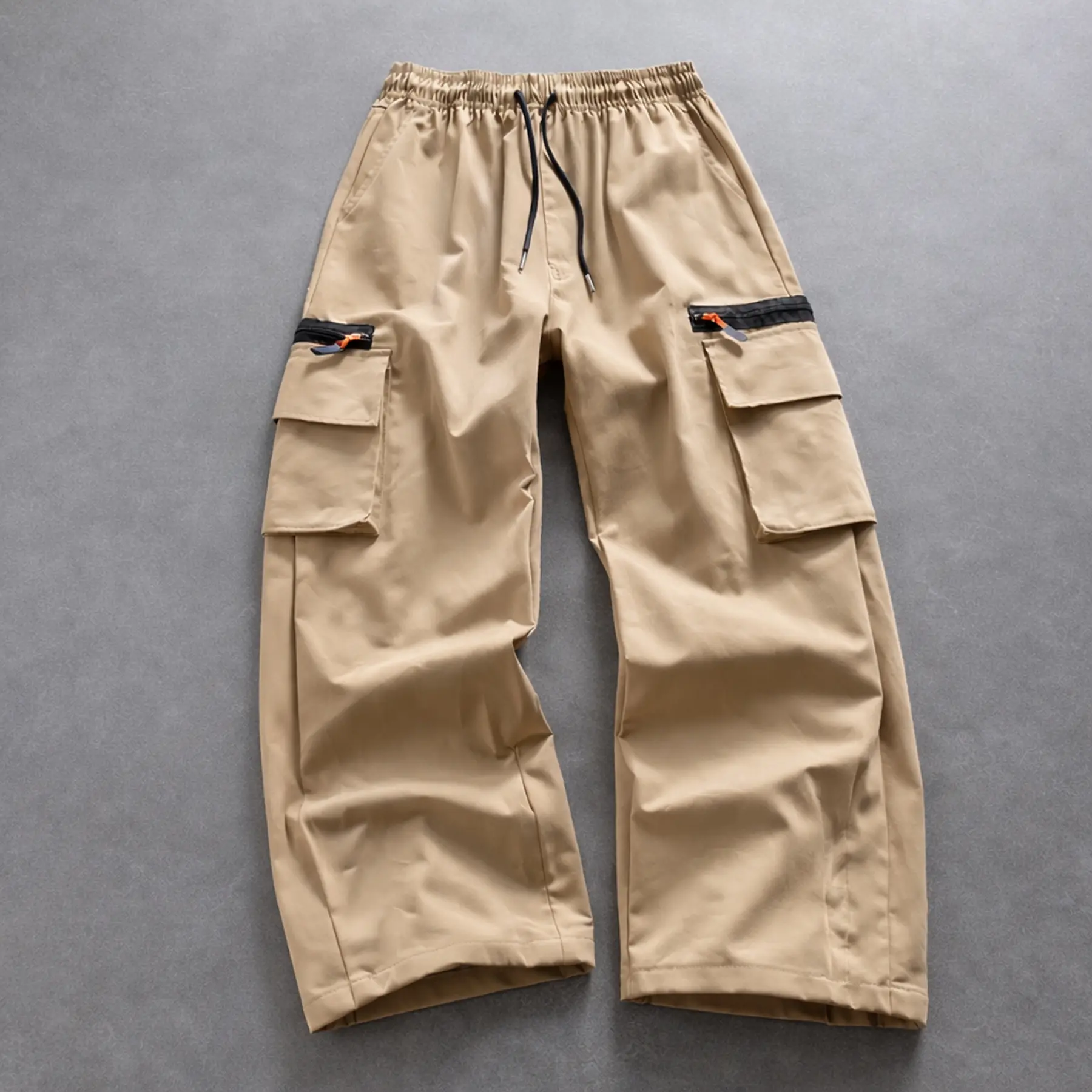 Mens Baggy Cargo Pants Techwear Streetwear Oversized Wide Leg Trousers for Skating School Outdoor Camping Multi Pockets with Contrast Zipper Hip Hop Loose Fit Casual Work Pants for Men Women Unisex Cityboy Style Retro Tactical Cargoes Gorpcore Outfit