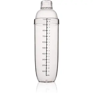 Plastic  Shaker,Drink Mixer Hand Shaker Cup with Scales,Transparent (33 oz / 1000cc)