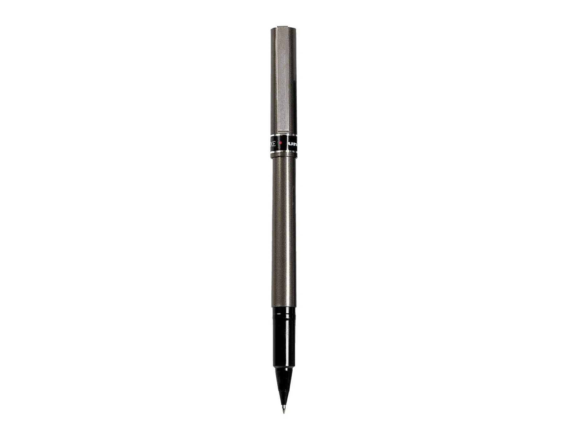 Uni-ball 026064 Deluxe Rollerball Handwriting Pen - 0.5 mm Micro Tip, Blue Quick Drying Fade & Water Resistant Ink, Prevents Smudging, Gray Barrel, Brushed Steel Accents, Champagne Barrel Option, Classic Office Stationery for Business Writers