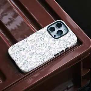 Light Blue-Purple Floral Phone Case for Samsung and iPhone 17, 16, 15, 14, 13, 12, 11 Pro Max, X, XR, XS Max, 8, And 7 Plus with a