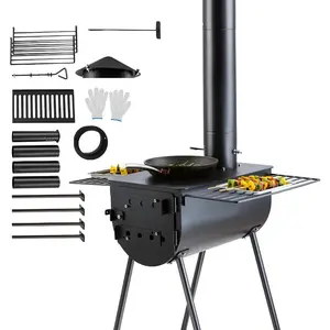 VEVOR Camping Rocket Stove, Wood Burning Portable Rocket Stove with Carrying Bag for Backpacking, Carbon Steel, Burn Wood, Twigs or Sticks for Outdoor Cooking, Backyard, Camp Cooking, Heating, BlackVEVOR Super Brand Day