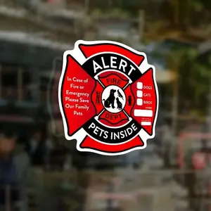 Pet Safety Alert Stickers Decal - 4 Pack Waterproof Fire Emergency Rescue Stickers, Save Cats/dogs in Fires, Visible Alerts for Firefighters