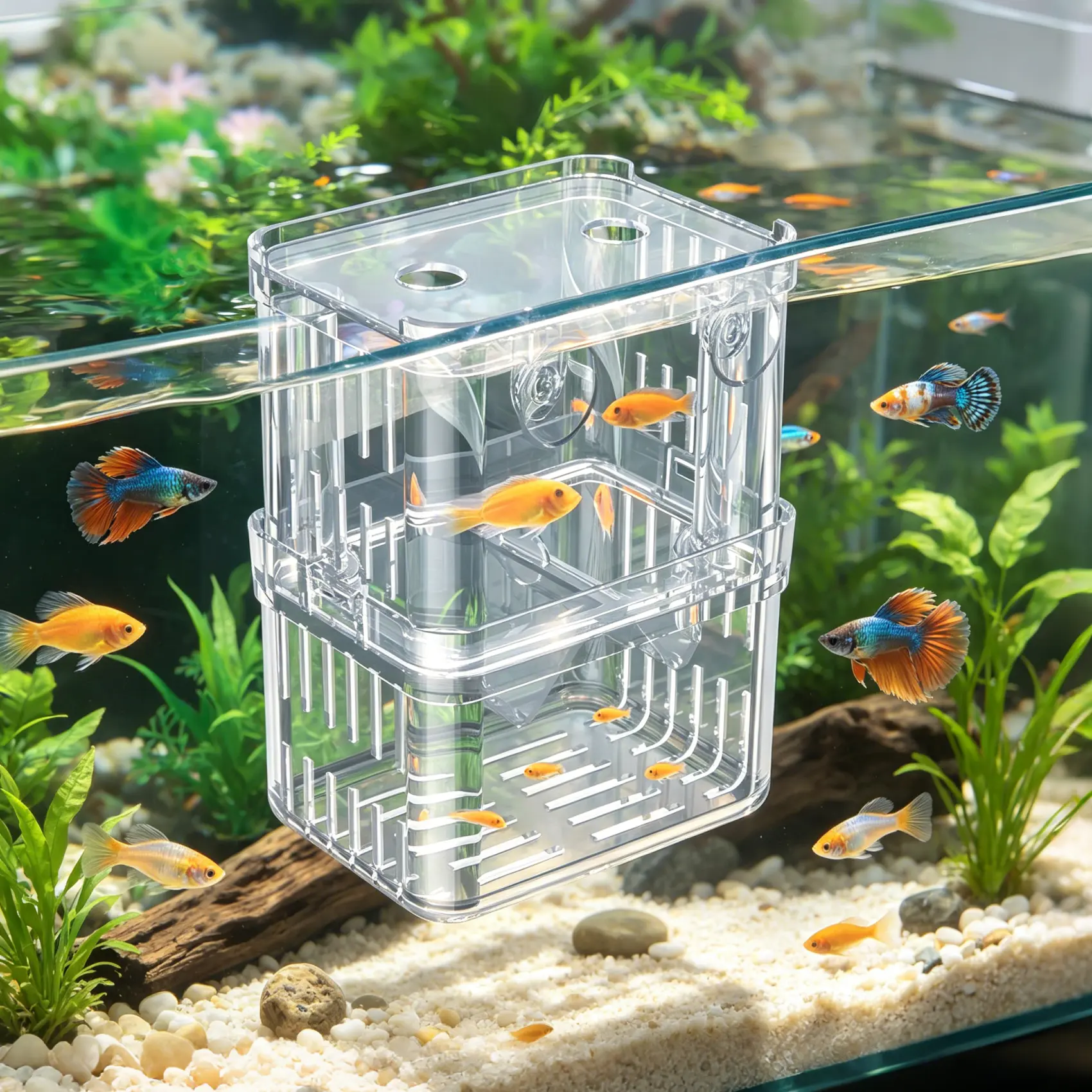 Aquarium Fish Breeder Box Plastic Fish Isolation Breeding Box Hatching  Aquarium Breeding Box - Transparent Plastic Breeder Box for Fish Tank, Fry Hatchery Incubator for Baby Fish, Shrimp, Betta, Clownfish, Guppy, Large