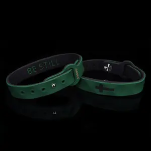 Gemvius Be Still Faith Bracelet - Size Adjustable - Bible Verse Psalm 46:10 - Daily Wear Silicone Wristband with Pin Lock Clasp