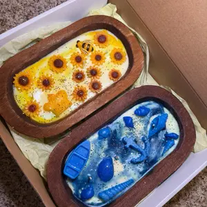 Set 2- Handmade Orishas Soy Candle in wooden bowls